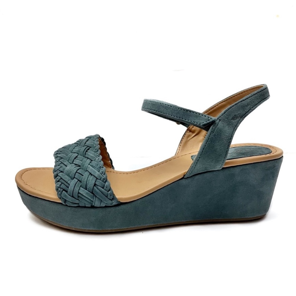 Me Too Suede Sandal Abella 14 Platform Wedge Denim Blue Size 11